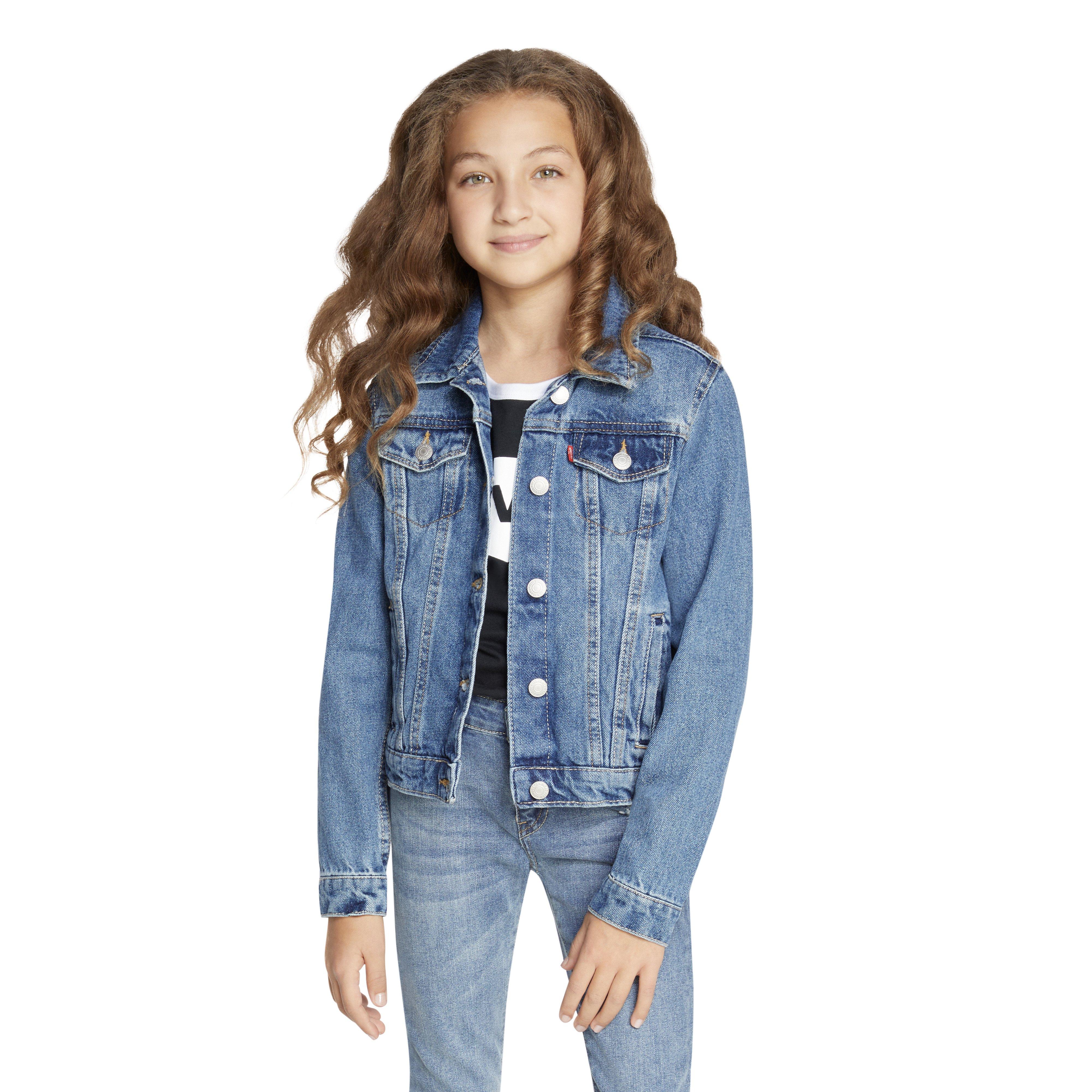 Levi's Big Girls' Trucker Style Medium Blue Wash Denim Jacket - BLUE